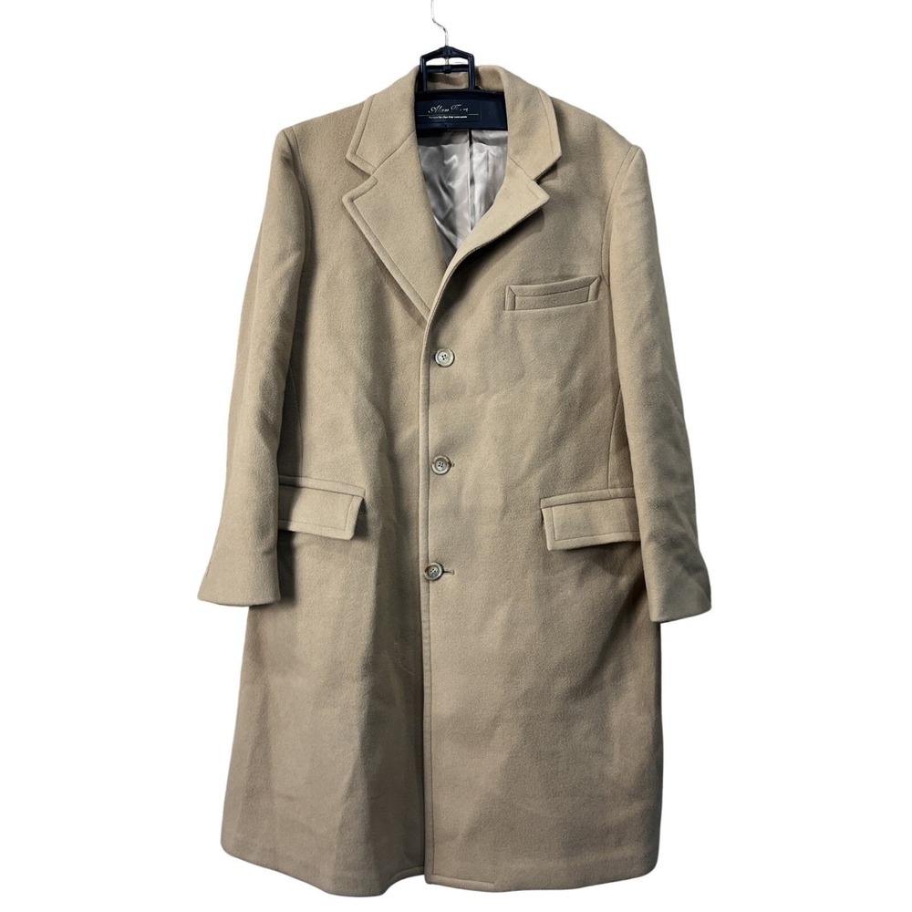 Zero King Overcoat Mens 42 Camel Tan Vintage‎ 100% Pure Wool Long Topcoat USA